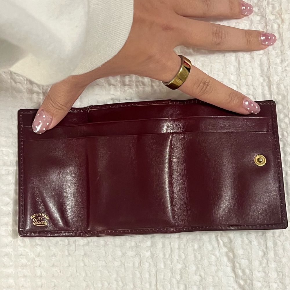 Vintage GUCCI Maroon/Burgundy Kisslock Wallet Coin Purse - Picture 5 of 7